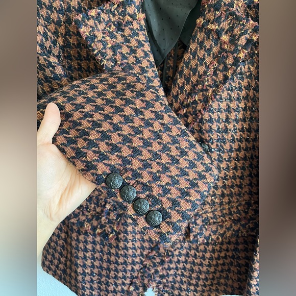 NWOT Veronica Beard Taja Houndstooth Check Cotton Blend Dickey Jacket - Picture 12 of 16